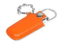 Флешка в массивном корпусе с кожаным чехлом, 8 Гб, оранжевый