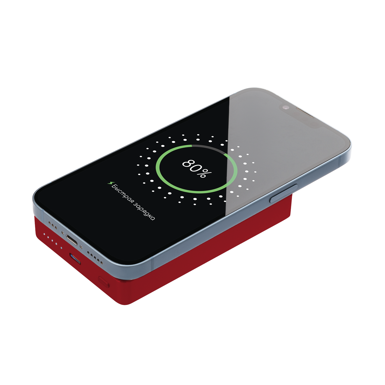 Внешний аккумулятор Атлантис Плюс PD (Atlantis PD Plus) 10000mAh с функцией беспроводной зарядки 15W, красный