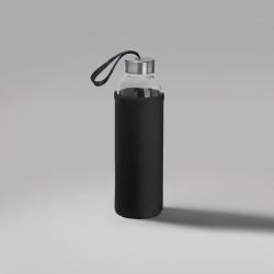 Бутылка стеклянная CAMU в чехле из неопрена, 500 мл, прозрачный/черный