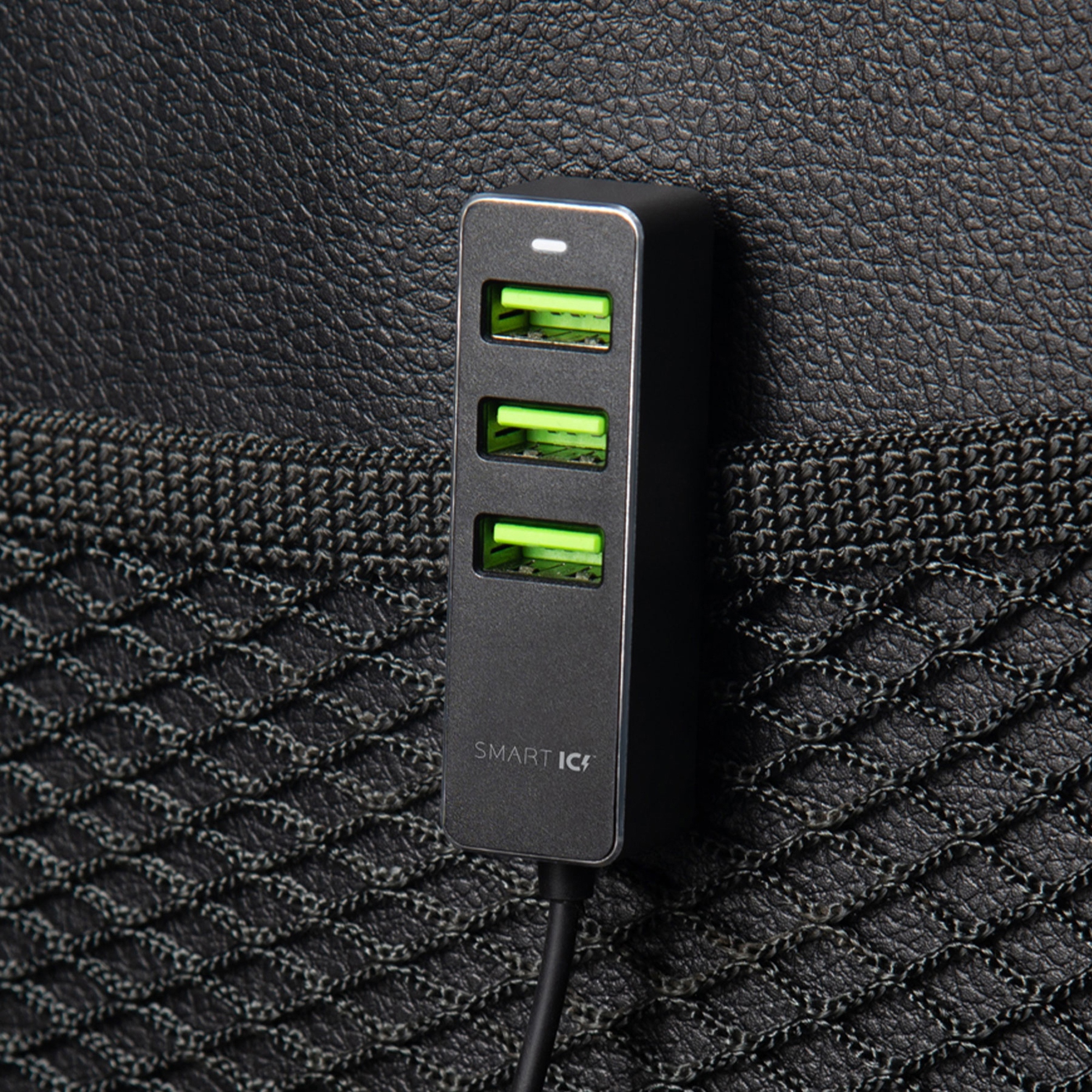 АЗУ 1 USB + 3 USB для пассажиров, QC 3.0, 7А, алюминий, графит, Deppa