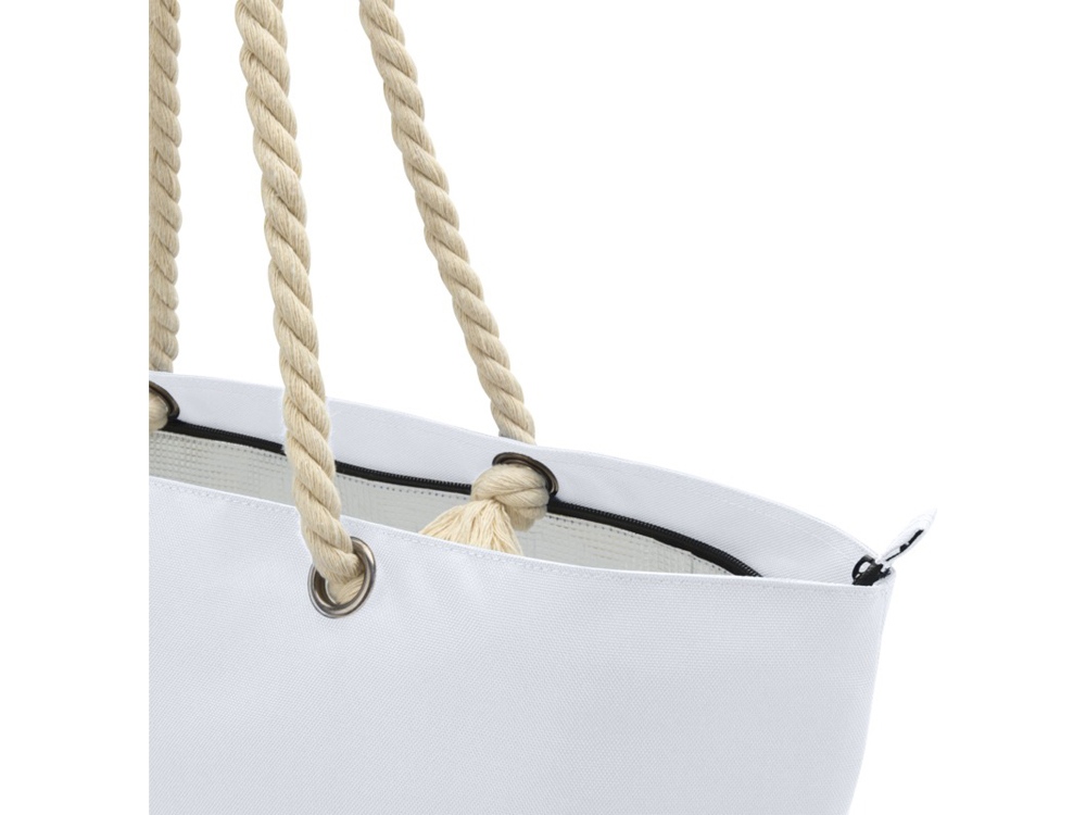 Panama пляжная эко-сумка-холодильник из переработанного материала, с ручками-шнурками 23L, белый