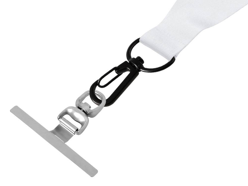 Ланъярд 2 см под сублимацию с трендовым карабином, замком обрыва и металлическим держателем для телефона, черный