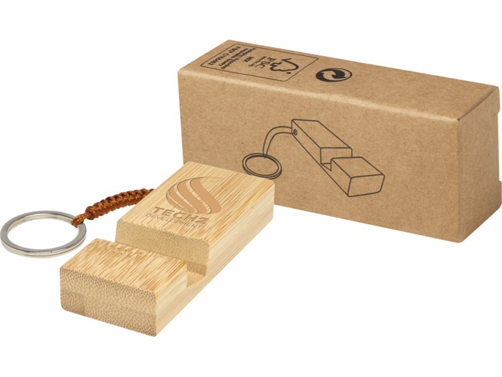 Bosona бамбуковый держатель для мобильного телефона с брелком, натуральный