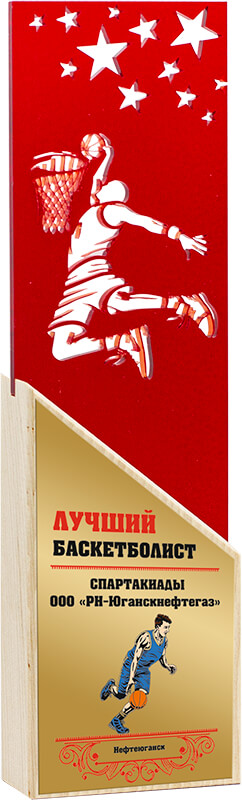 Акриловая награда с сублимационной печатью баскетбол