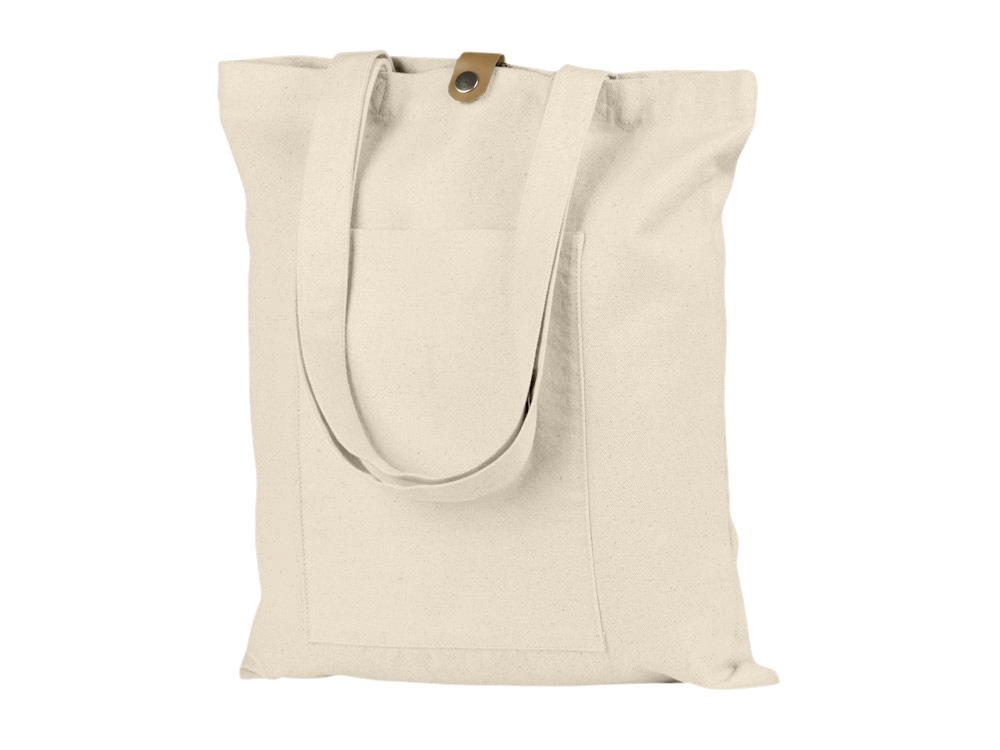 Сумка Clip из хлопка 340 г/м2 с застежкой из экокожи, натуральный