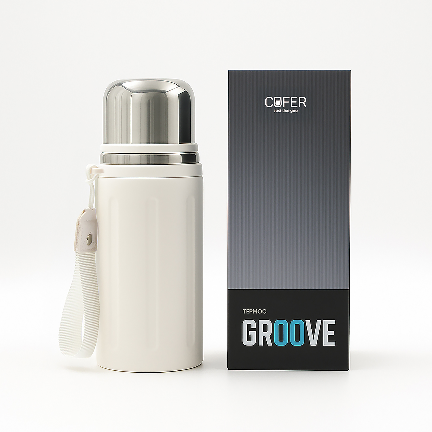 Термос Groove (слоновая кость)