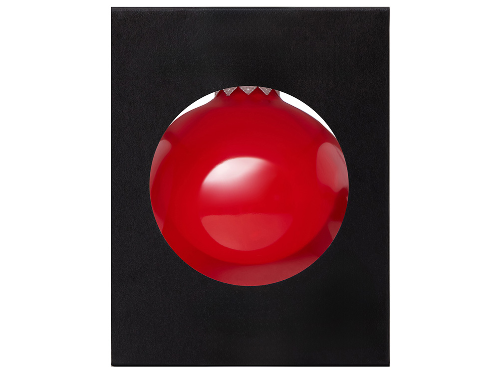 Стеклянный елочный шар Frozi, красный прозрачный, с серебристым колпачком