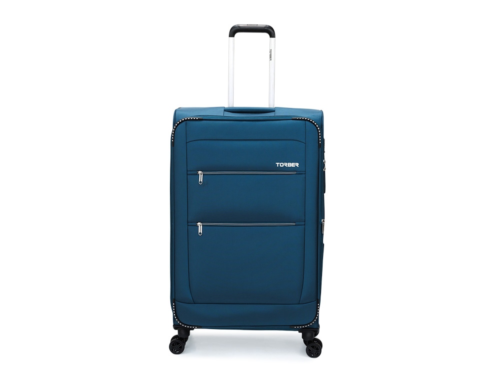 Чемодан TORBER ВИВИ, синий, полиэстер, 48 х 28 х 78 см, 89 л Чемодан TORBER ВИВИ, синий, полиэстер, 48 х 28 х 78 см, 89 л