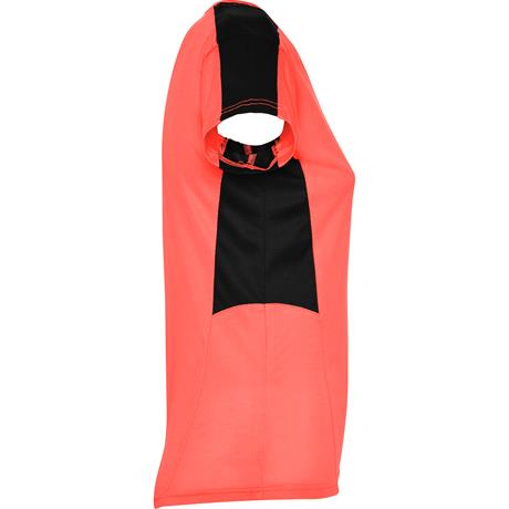 Спортивная футболка SUZUKA женская, КОРАЛЛОВЫЙ ФЛУОРЕСЦЕНТНЫЙ/ЧЕРНЫЙ M