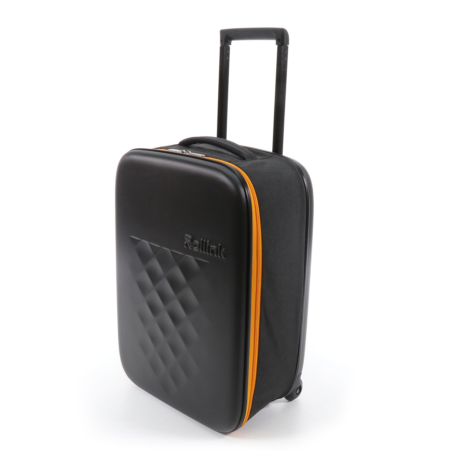 Чемодан складной Rollink Earth 55x40x20 см, 2 колеса, черный/оранжевый