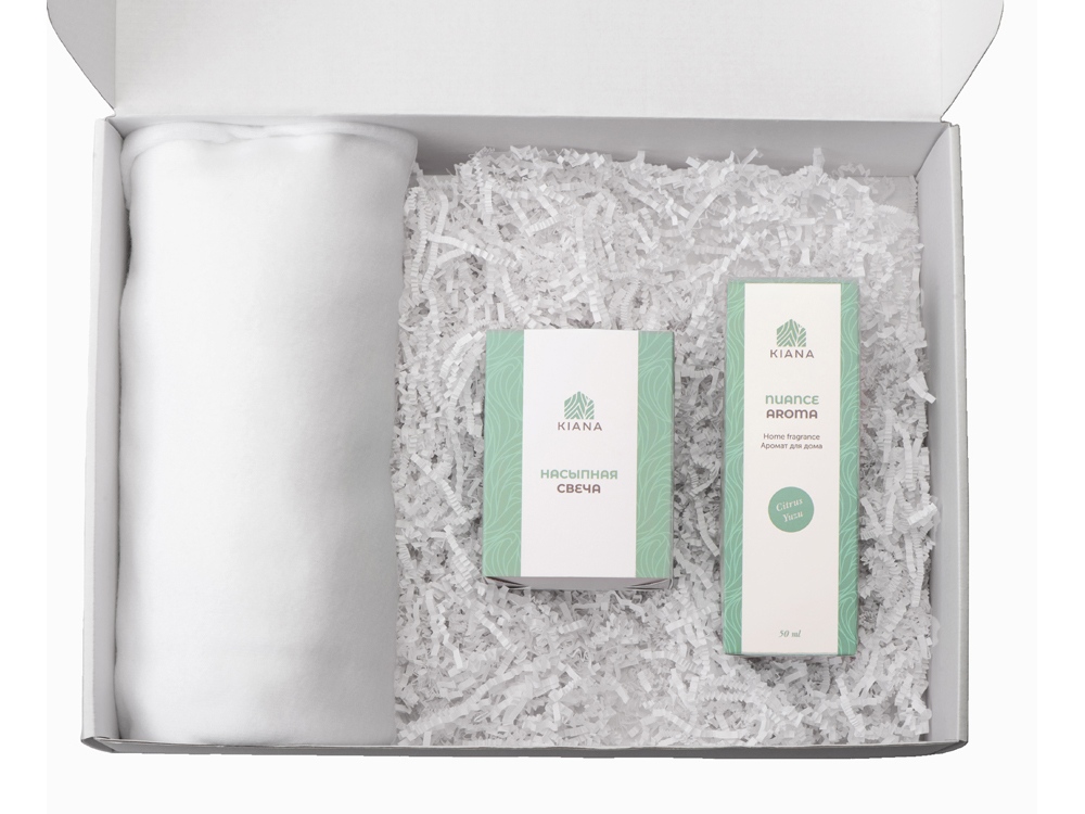 Подарочный набор White light 2.0 с пледом, диффузором, насыпной свечой
