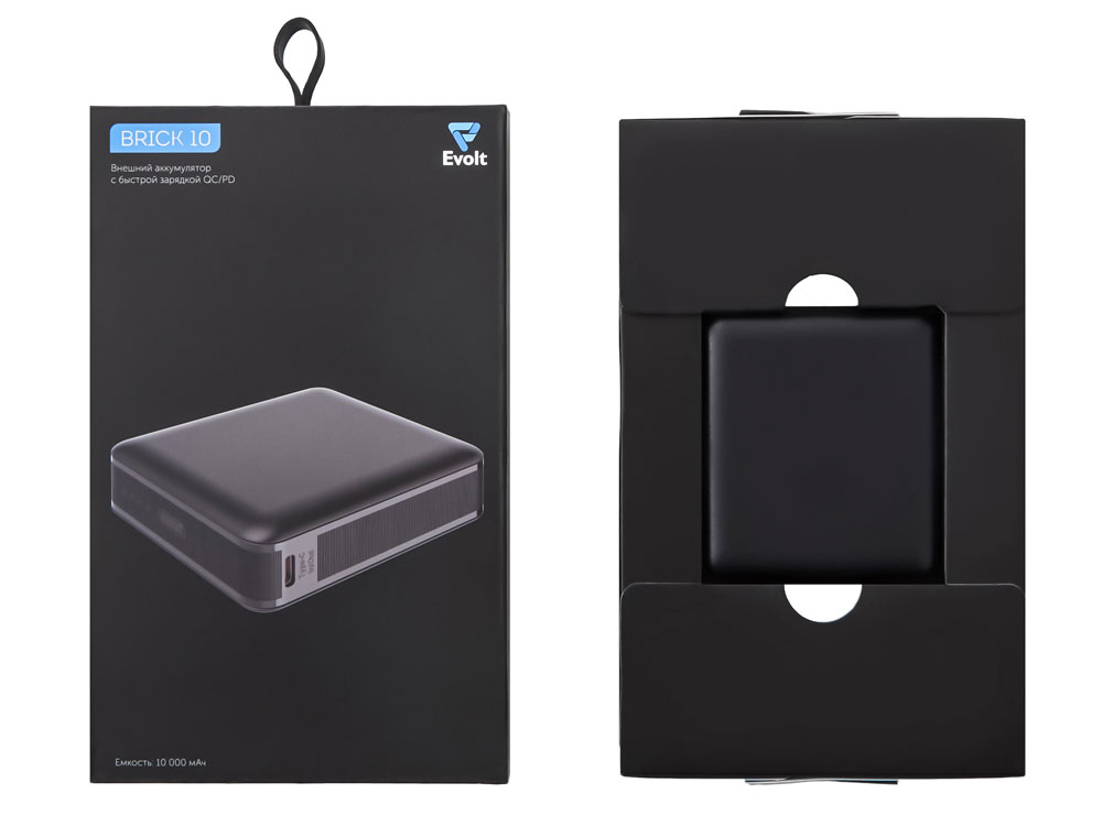 Внешний аккумулятор Brick 10 с быстрой зарядкой QC/PD, 10000 мАч, черный