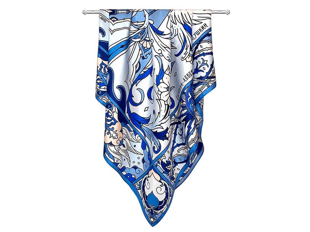 Платок Царевна-Лебедь 100% шелк, синий Платок Царевна-Лебедь 100% шелк, синий