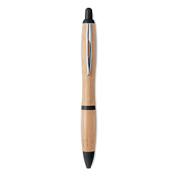 Ручка шариковая из бамбука и пластика черного цвета