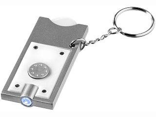 Брелок-держатель для монет Allegro с фонариком, белый/серебристый