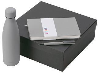 Подарочный набор c блокнотом C2, ручкой и термобутылкой, серый