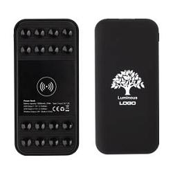 Беспроводное зарядное устройство "Sticky SOFTTOUCH", 10000 mAh с подсветкой логотипа и присосками