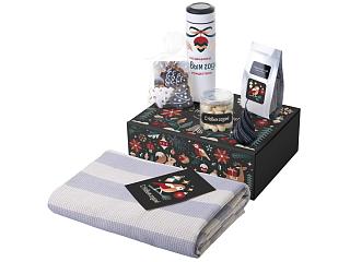 Подарочный набор c пледом, термосом, свечой и миндалем, белый